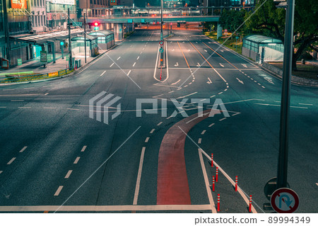 Night intersection in front of Gifu station Night intersection in front of Gifu station 89994349