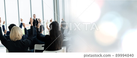 Group of business people meeting in a seminar conference widen view Group of business people meeting in a seminar conference widen view 89994840