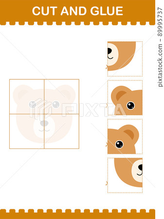 Cut and glue Bear face. Worksheet for kids Cut and glue Bear face. Worksheet for kids 89995737