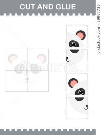 Cut and glue Panda face. Worksheet for kids Cut and glue Panda face. Worksheet for kids 89995739
