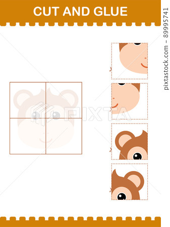 Cut and glue Monkey face. Worksheet for kids Cut and glue Monkey face. Worksheet for kids 89995741