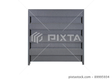 One peace gray Simple fence made of metal. Stainless steel fence parts. Industrial design of galvanized material. One peace gray Simple fence made of metal. Stainless steel fence parts. Industrial design of galvanized material. 89995934