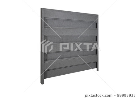 One peace gray Simple fence made of metal. Stainless steel fence parts. Industrial design of galvanized material. One peace gray Simple fence made of metal. Stainless steel fence parts. Industrial design of galvanized material. 89995935