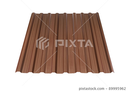 Brown Metal tile roof sheet isolated on white background. Material for roof. Brown Metal tile roof sheet isolated on white background. Material for roof. 89995962