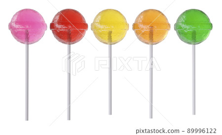 Different colors lollipops isolated on a white background. 3d image 89996122