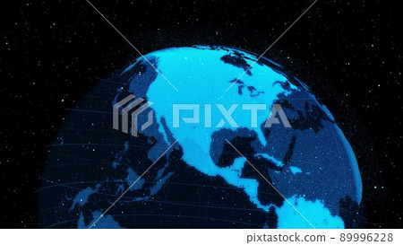 3D Digital orbital earth in cyberspace showing concept of network technology 3D Digital orbital earth in cyberspace showing concept of network technology 89996228