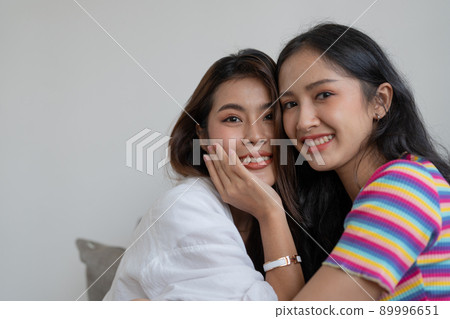 LGBT Lesbian young asian woman couple love moments happiness concept 89996651