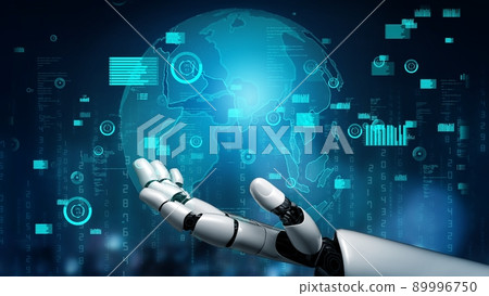 Futuristic robot artificial intelligence revolutionary AI technology concept Futuristic robot artificial intelligence revolutionary AI technology concept 89996750