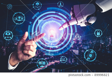 Future artificial intelligence and machine learning for AI droid robot or cyborg 89996821