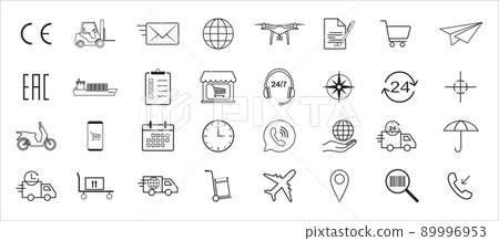 Logistic. Delivery icons set. Vector illustration. Logistic. Delivery icons set. Vector illustration. 89996953