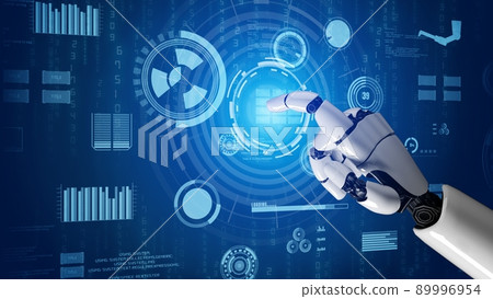 Futuristic robot artificial intelligence revolutionary AI technology concept Futuristic robot artificial intelligence revolutionary AI technology concept 89996954