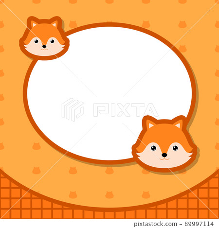 Greeting card template with Fox - Stock Illustration [89997114] - PIXTA