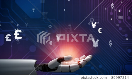 Futuristic robot artificial intelligence revolutionary AI technology concept 89997214