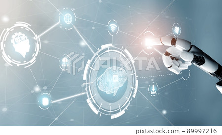 Futuristic robot artificial intelligence revolutionary AI technology concept 89997216