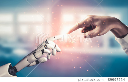 Future artificial intelligence and machine learning for AI droid robot or cyborg 89997234