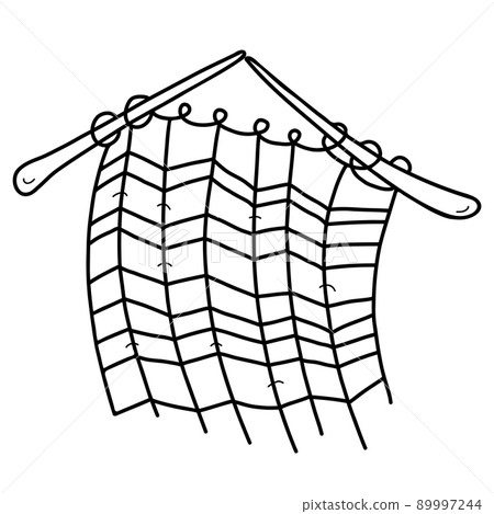 Knitting with threads. Knitted thing on needles. Vector illustration in hand drawn linear doodle style. Line, outline for design, decor, decoration. Knitting with threads. Knitted thing on needles. Vector illustration in hand drawn linear doodle style. Line, outline for design, decor, decoration. 89997244