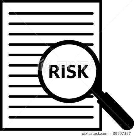 Risk Word Magnifying Glass icon on white background. Risk Managment sign. Business risk symbol. flat style. 89997357