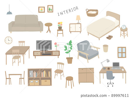 室內/家具手繪插圖集（彩色/無輪廓） 89997611