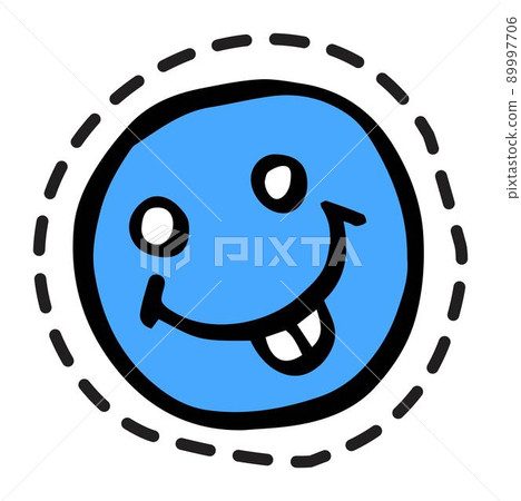 Funny emoji smiling face with teeth sticker icon Funny emoji smiling face with teeth sticker icon 89997706