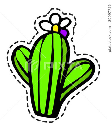 Cactus with flower in blossom, sticker vector Cactus with flower in blossom, sticker vector 89997736