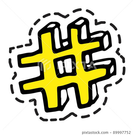 Hashtag sticker or icon social media communication Hashtag sticker or icon social media communication 89997752