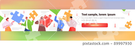 mix race businesspeople putting parts of puzzle together problem solution teamwork concept mix race businesspeople putting parts of puzzle together problem solution teamwork concept 89997930