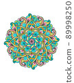 Colorful circular mandala illustration isolated on white background, ethnic meditative design for yoga studio 89998250