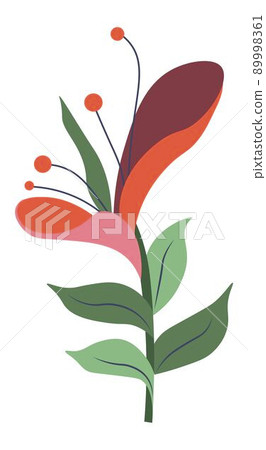 Flower with leaves and petals, spring blossom Flower with leaves and petals, spring blossom 89998361