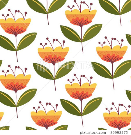 Flowers and foliage, leaves and flora blossom 89998375