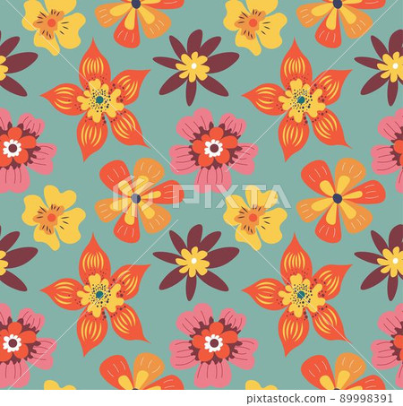 Flowers in bloom, wildflowers seamless pattern 89998391