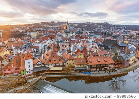 Beautiful old town at Cesky Krumlov, Czech Republic in sunrise. Beautiful old town at Cesky Krumlov, Czech Republic in sunrise. 89998560