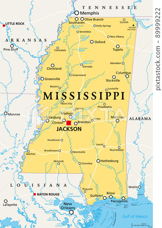 Mississippi MS Political Map With Capital 89999222 PIXTA   89999222 