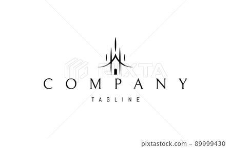 Vector logo on which an abstract image of a small forest hut. 89999430
