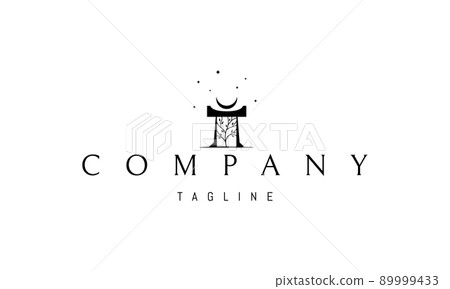 Vector logo on which an abstract image of an ancient occult portal with a tree inside. Vector logo on which an abstract image of an ancient occult portal with a tree inside. 89999433