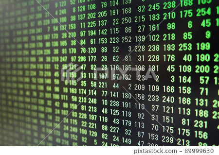 Computer monitor with a list of random numbers 89999630