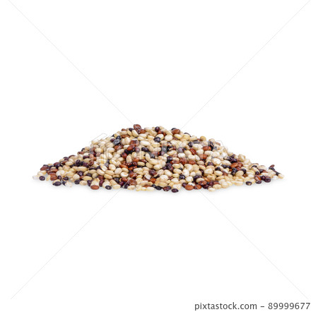 heap of mixed quinoa seeds isolated on white background heap of mixed quinoa seeds isolated on white background 89999677
