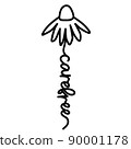 Daisy Flower with Word Family. Simple Doodle Line Drawing Art style. Vector isolated. Great as a 90001178
