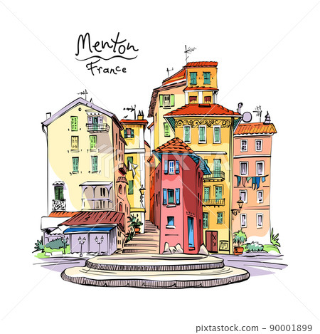 Provencal houses, Menton, France 90001899