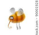 Funny crazy flying bee illustration 90001928