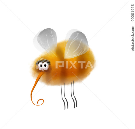 Funny crazy flying bee illustration 90001928