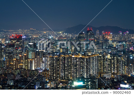 Seoul city night view in South Korea 90002460