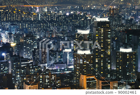 Seoul city night view in South Korea 90002461