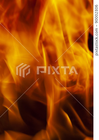a fire made of logs with a bright flame at a camping while cooking 90002806