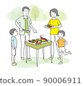 Family enjoying a barbecue 90006911
