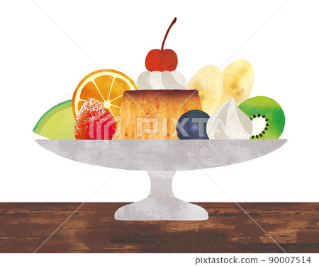 Pudding a la mode watercolor painting Pudding a la mode watercolor painting 90007514