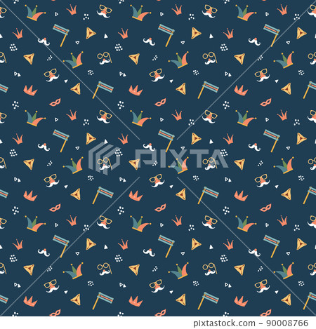 Purim seamless pattern. Traditional Jewish holiday background. vector illustration 90008766