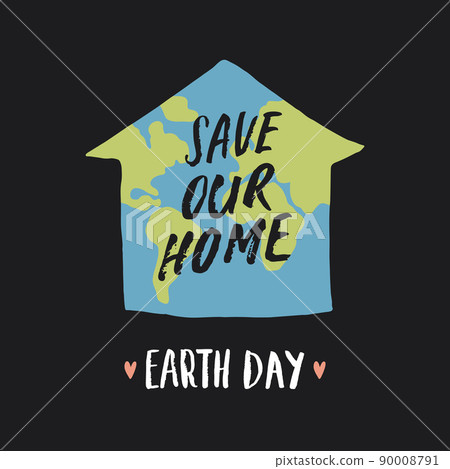 Earth Day celebration greeting card, Happy Earth Day lettering. Vector illustration 90008791