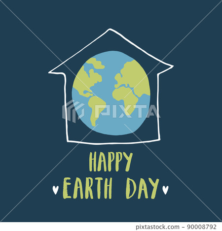Earth Day celebration greeting card, Happy Earth Day lettering. Vector illustration 90008792