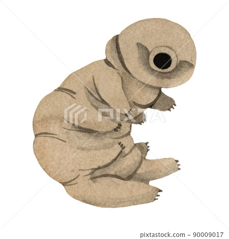 Cute watercolor tardigrades, water bear. Curl up pose 90009017