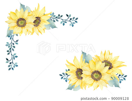 Refreshing frame of watercolor sunflower - Stock Illustration [90009128 ...